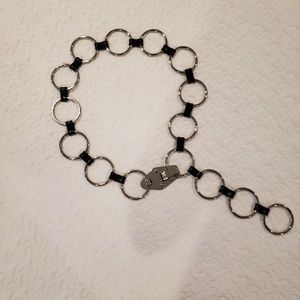 Michael Kors BELT--Black/Silver Tone Ring Chain